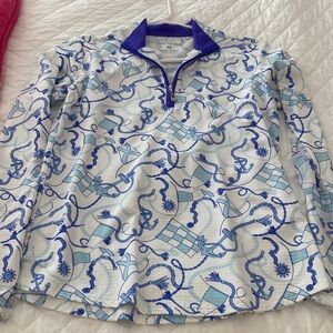 SAN Soleil Women's Blue Patterned Long Sleeve Top